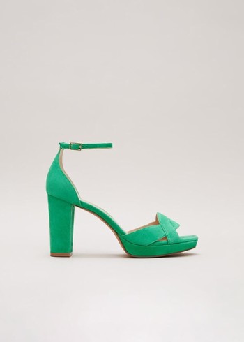 Phase Eight Suede Crossover Platform Heels Green USA | 3801275-LK